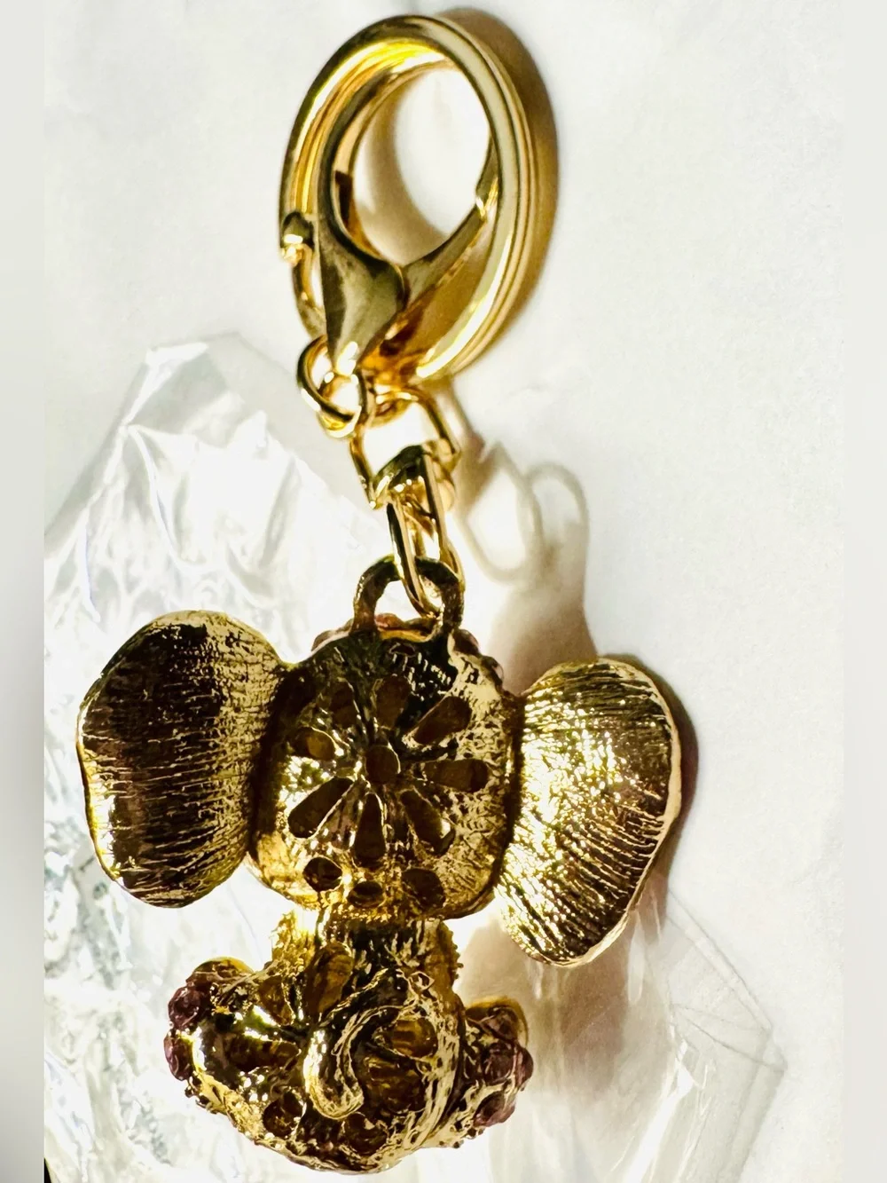 Unbranded Pink Crystal Elephant Keychain bag Charm gold-tone NEW